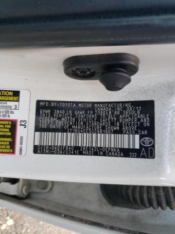 Photo 10 from auction – 2012 TOYOTA CORROLLA with VIN 2T1BU4EE5CC881667