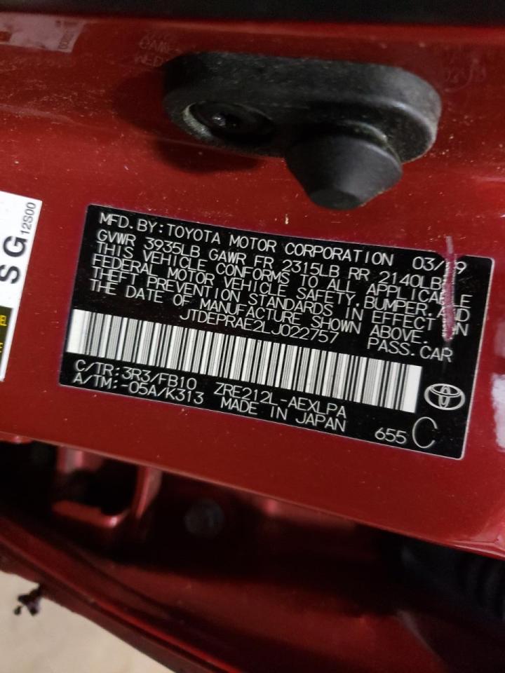 Photo 10 from auction – 2020 TOYOTA COROLLA LE with VIN JTDEPRAE2LJ022757