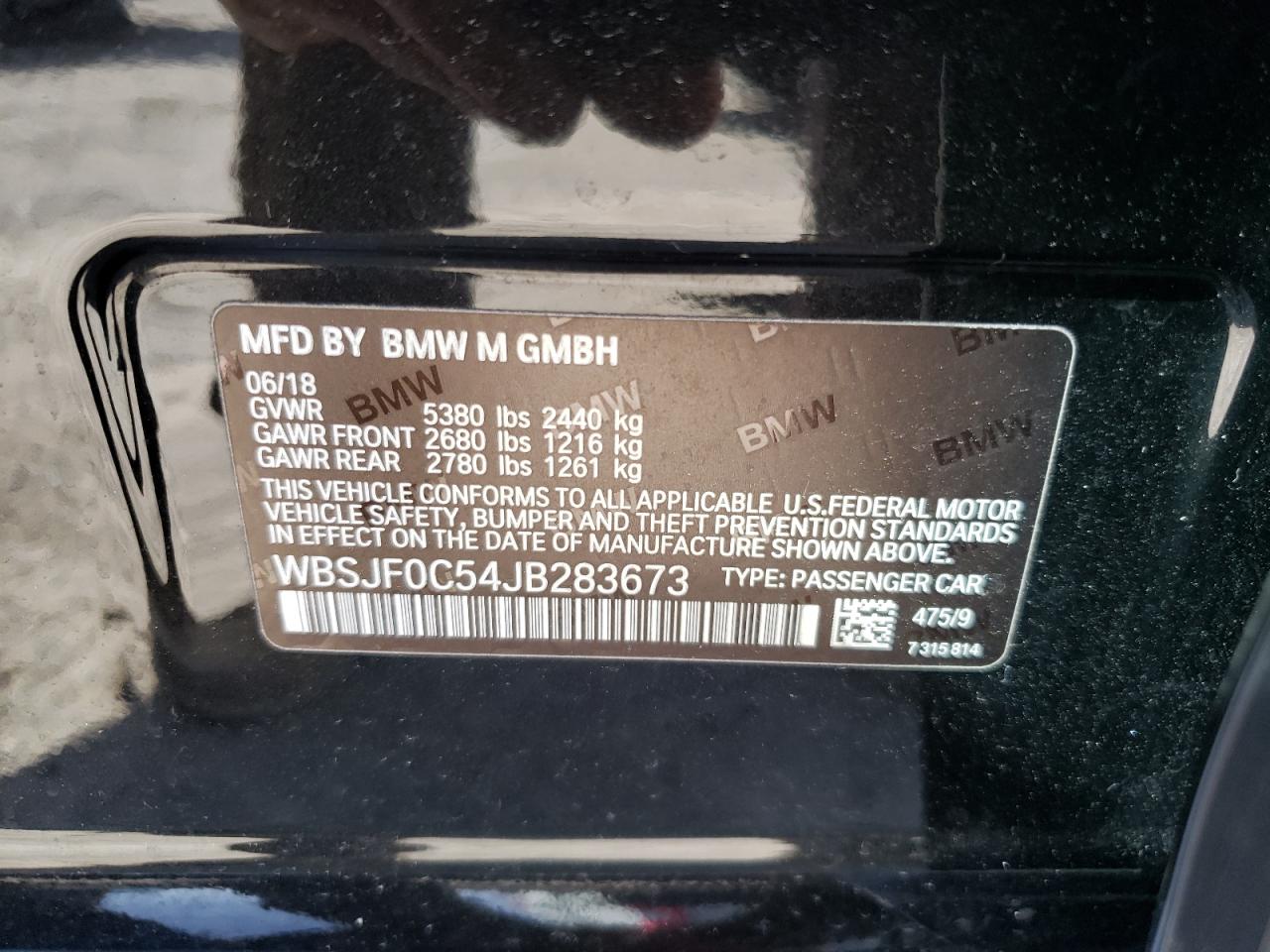 Photo 10 from auction – 2018 BMW M5 with VIN WBSJF0C54JB283673