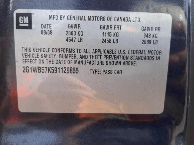 Photo 10 from auction – 2009 CHEVROLET IMPALA LS with VIN 2G1WB57K591129855