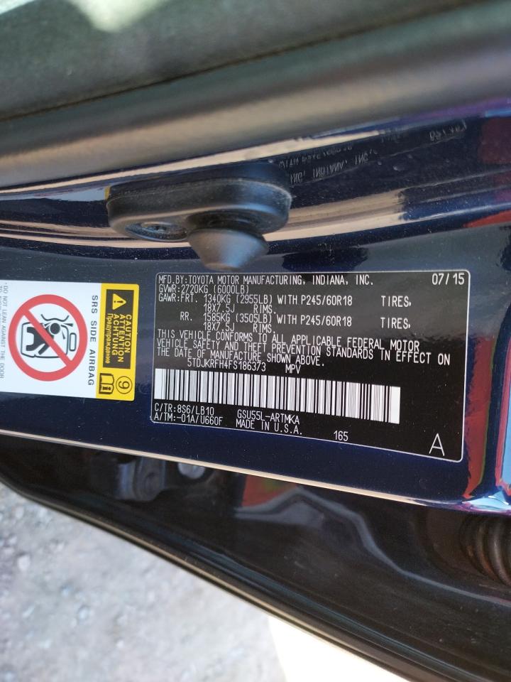 Photo 10 from auction – 2015 TOYOTA HIGHLANDER with VIN 5TDJKRFH4FS186373