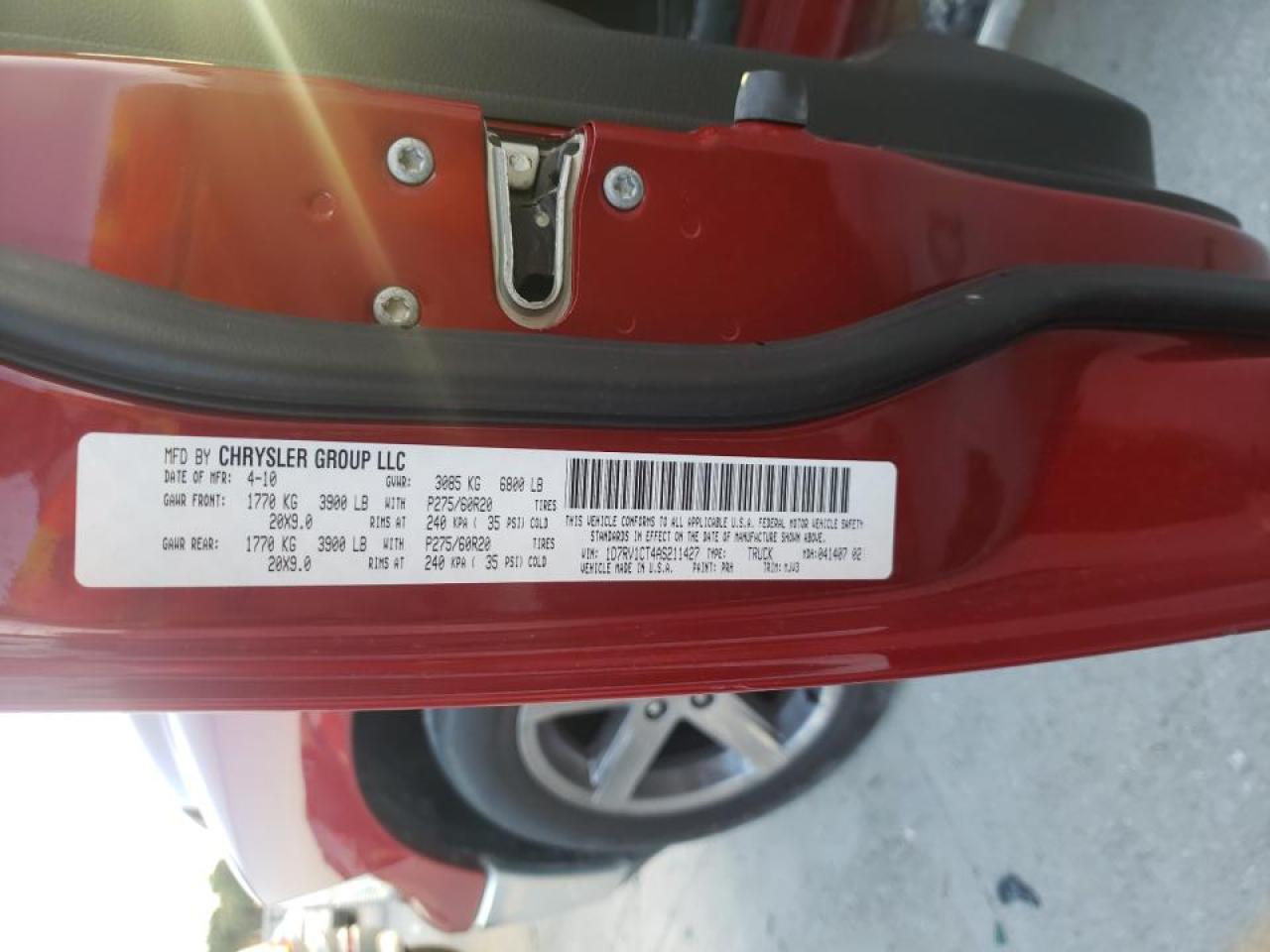 Zdjęcie 10 z aukcji – 2010 DODGE RAM 1500 z VIN 1D7RV1CT4AS211427