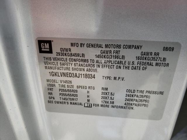 Photo 10 from auction – 2010 GMC ACADIA SLT with VIN 1GKLVNED3AJ118034