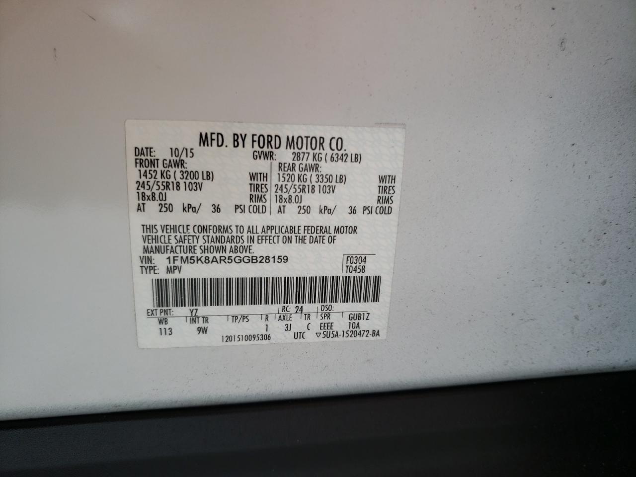 Photo 10 from auction – 2016 FORD EXPLORER P with VIN 1FM5K8AR5GGB28159