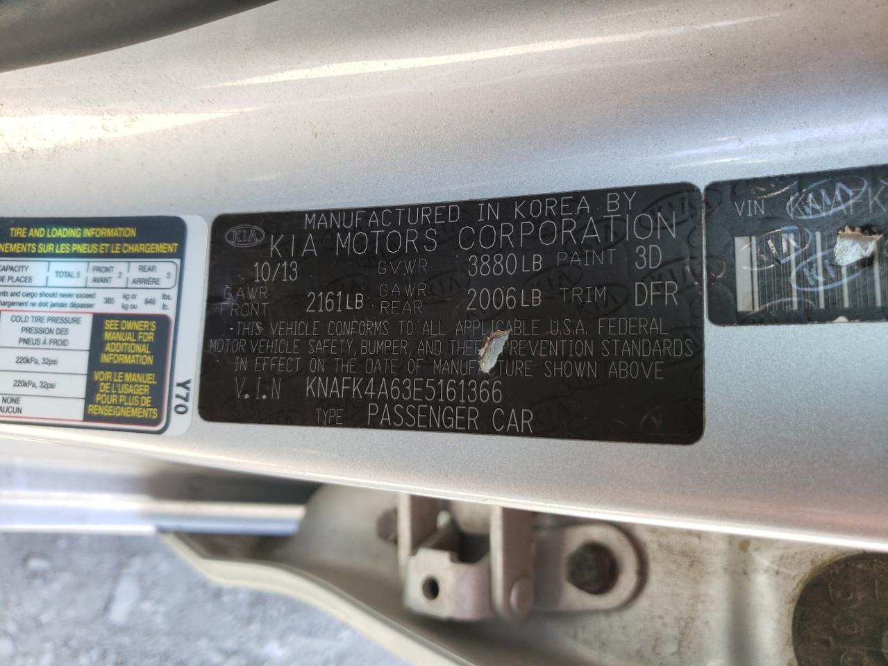 Photo 10 from auction – 2014 KIA FORTE LX with VIN KNAFK4A63E5161366