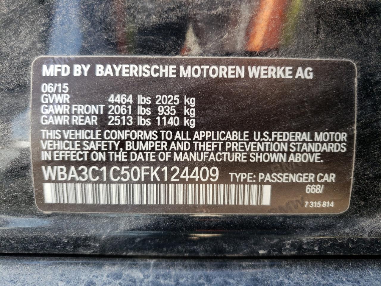 Photo 10 from auction – 2015 BMW 328 I SULE with VIN WBA3C1C50FK124409