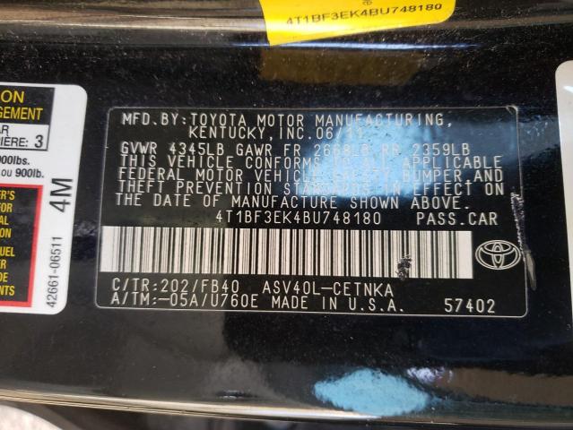 Photo 10 from auction – 2011 TOYOTA CAMRY BASE with VIN 4T1BF3EK4BU748180