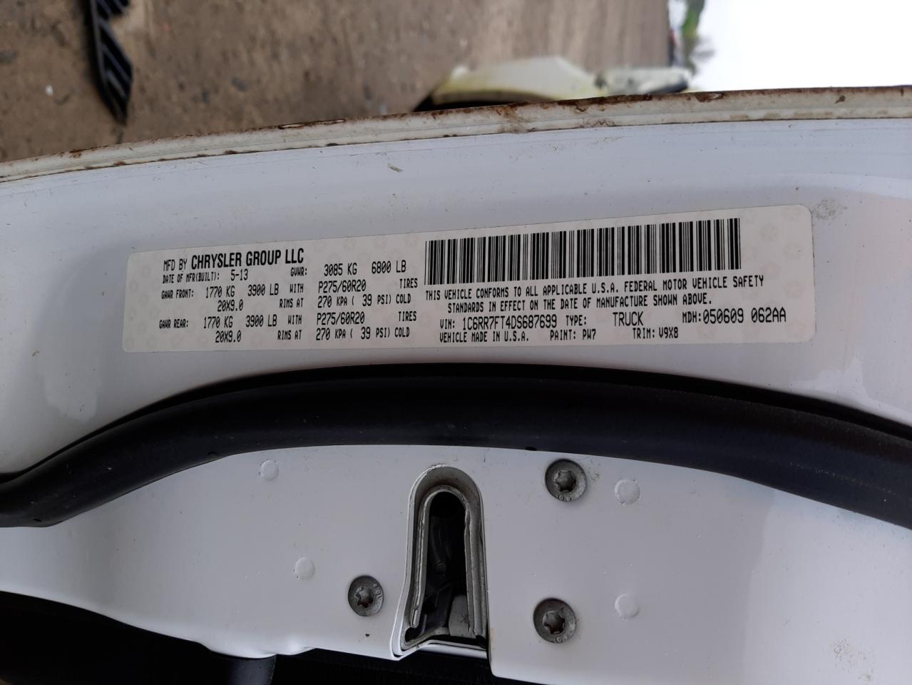Photo 10 from auction – 2013 RAM 1500 ST with VIN 1C6RR7FT4DS687699