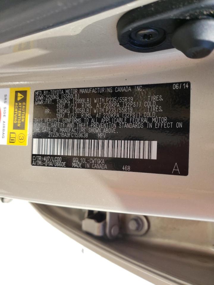 Photo 10 from auction – 2015 LEXUS RX 350 with VIN 2T2ZK1BA9FC159638