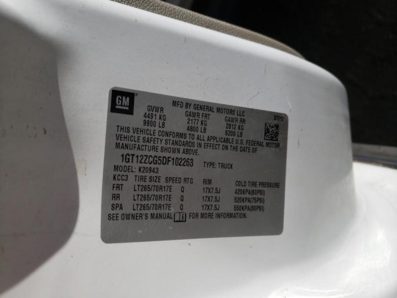 Photo 10 from auction – 2013 GMC SIERRA K25 with VIN 1GT12ZCG5DF102263