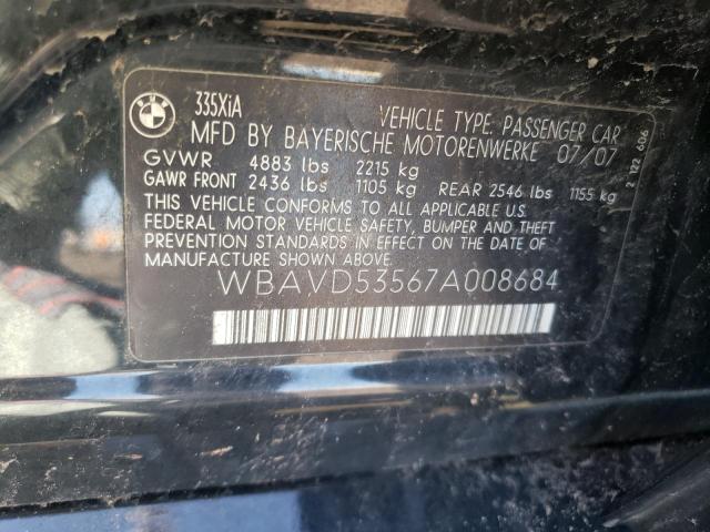 Photo 10 from auction – 2007 BMW 335 XI with VIN WBAVD53567A008684