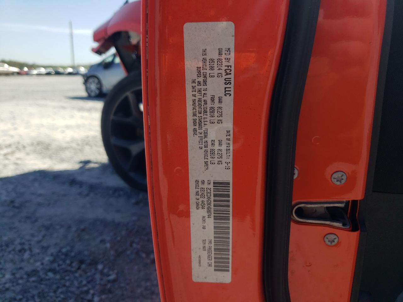 Photo 10 from auction – 2019 DODGE CHARGER GT with VIN 2C3CDXHG9KH608744