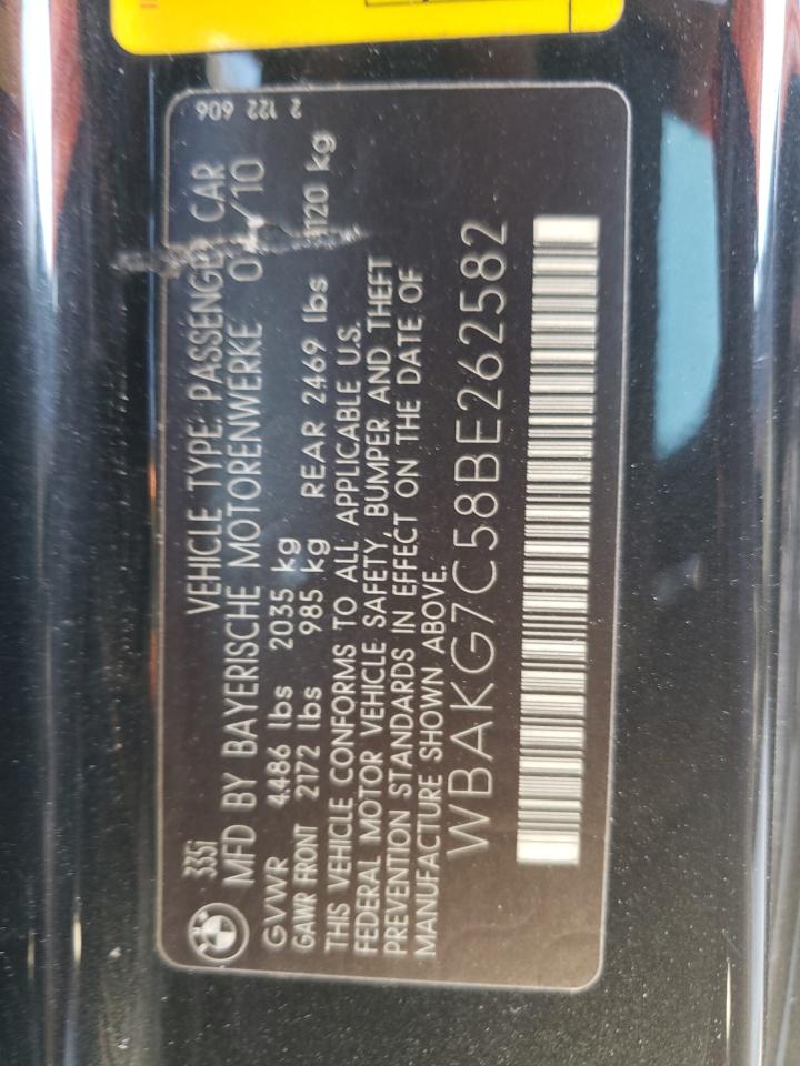 Photo 10 from auction – 2011 BMW 335 I with VIN WBAKG7C58BE262582