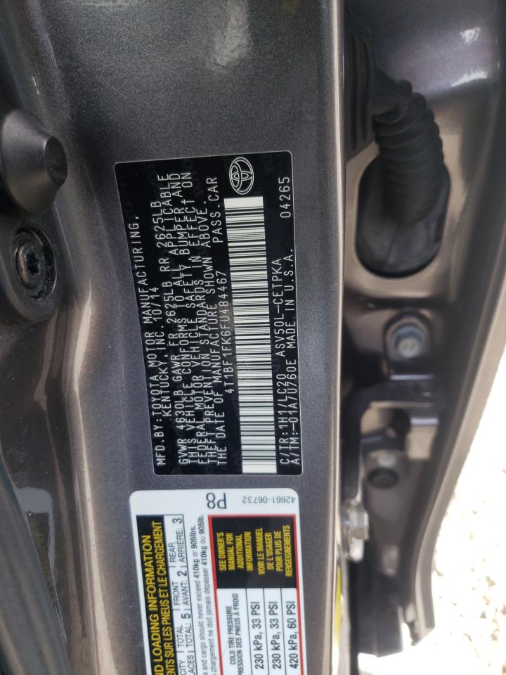 Photo 10 from auction – 2015 TOYOTA CAMRY LE with VIN 4T1BF1FK6FU484467