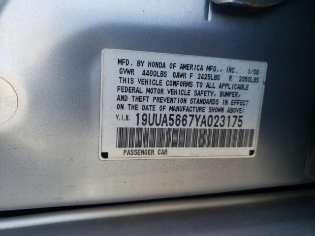 Photo 10 from auction – 2000 ACURA 3.2TL with VIN 19UUA5667YA023175