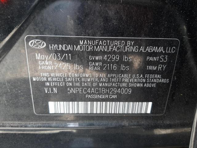 Photo 10 from auction – 2011 HYUNDAI SONATA SE with VIN 5NPEC4AC1BH294009