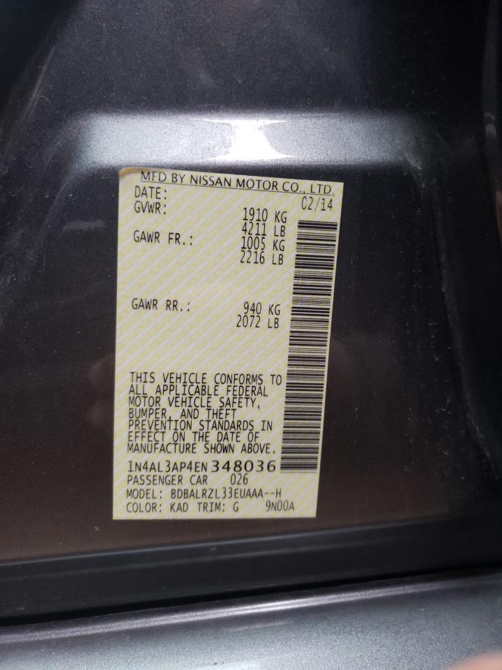 Photo 10 from auction – 2014 NISSAN ALTIMA 2.5 with VIN 1N4AL3AP4EN348036
