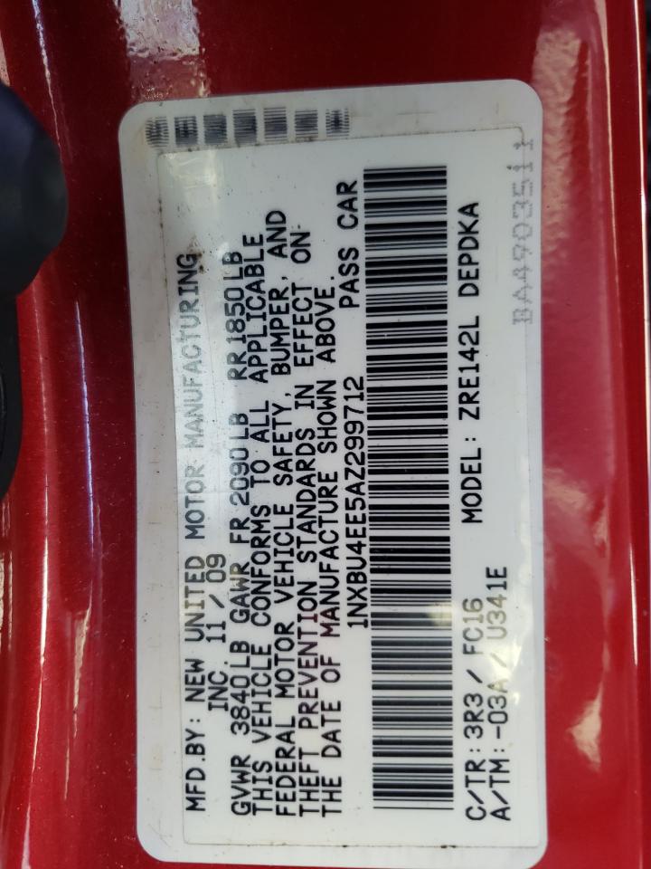 Photo 10 from auction – 2010 TOYOTA COROLLA BA with VIN 1NXBU4EE5AZ299712