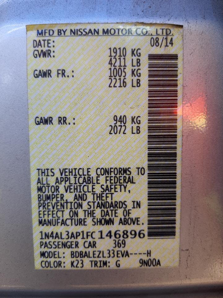 Photo 10 from auction – 2015 NISSAN ALTIMA 2.5 with VIN 1N4AL3AP1FC146896