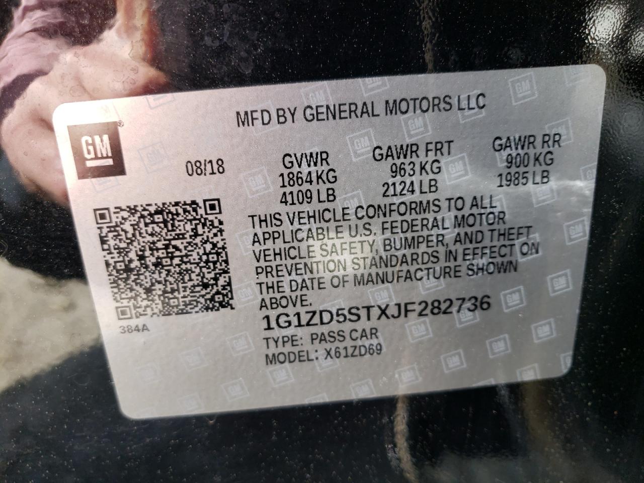 Photo 10 from auction – 2018 CHEVROLET MALIBU LT with VIN 1G1ZD5STXJF282736