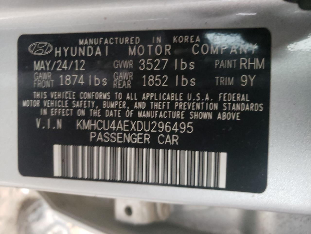 Photo 10 from auction – 2013 HYUNDAI ACCENT GLS with VIN KMHCU4AEXDU296495