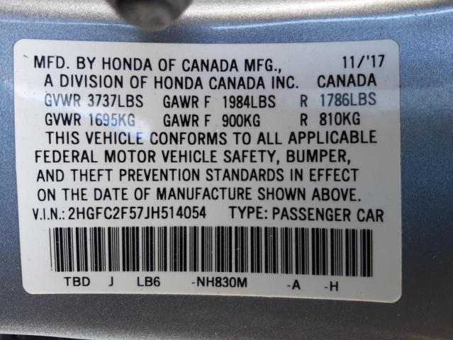 Photo 10 from auction – 2018 HONDA CIVIC LX with VIN 2HGFC2F57JH514054
