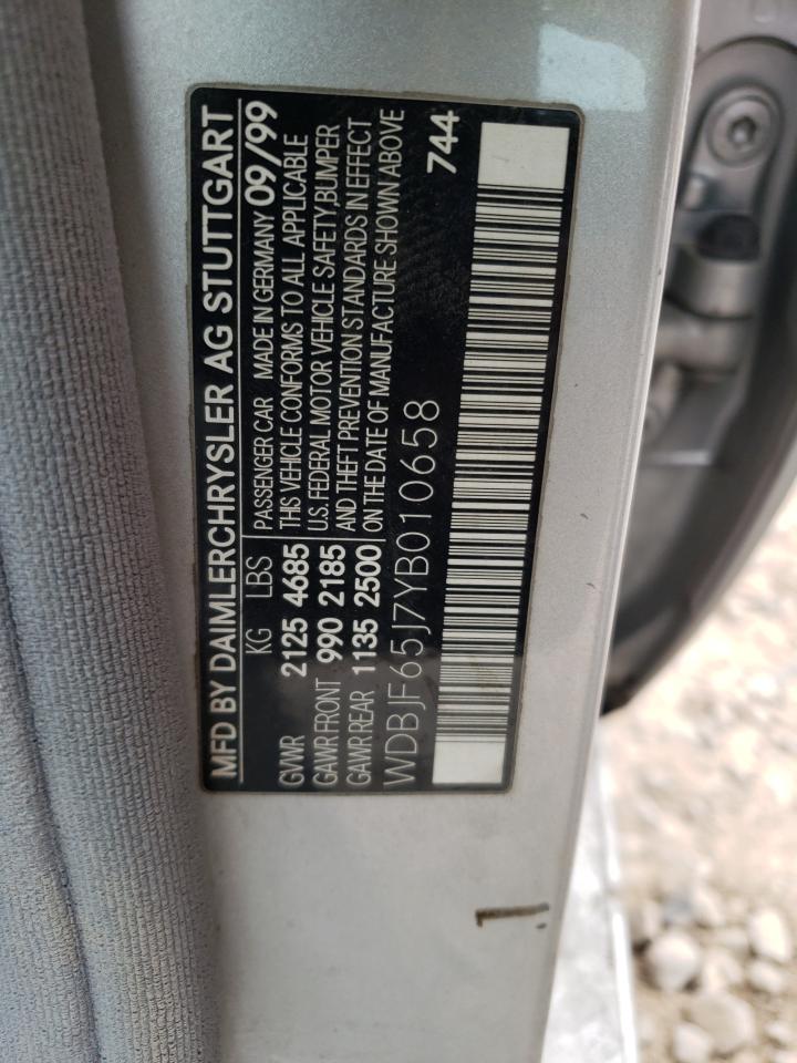 Photo 10 from auction – 2000 MERCEDES-BENZ E 320 with VIN WDBJF65J7YB010658