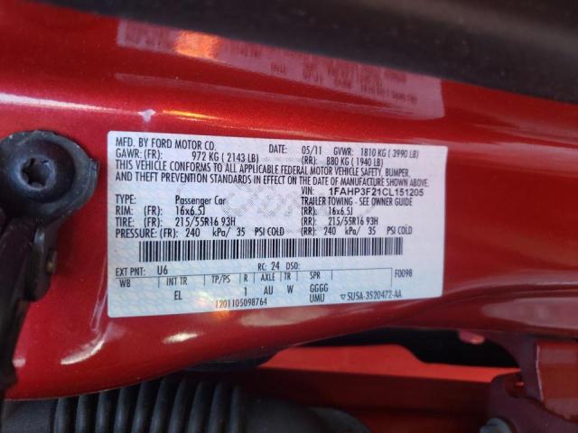 Photo 10 from auction – 2012 FORD FOCUS SE with VIN 1FAHP3F21CL151205