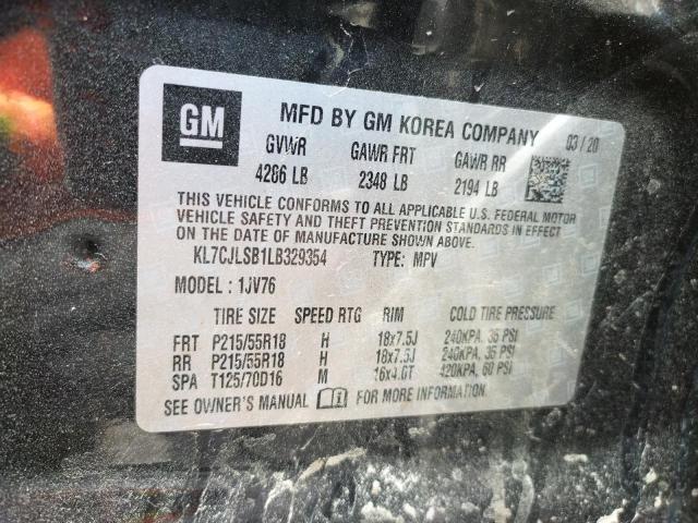Photo 10 from auction – 2020 CHEVROLET TRAX 1LT with VIN KL7CJLSB1LB329354