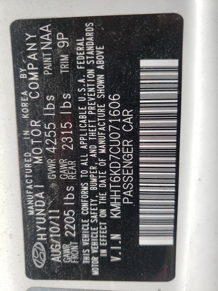 Photo 10 from auction – 2012 HYUNDAI GENESIS CO with VIN KMHHT6KD7CU071606