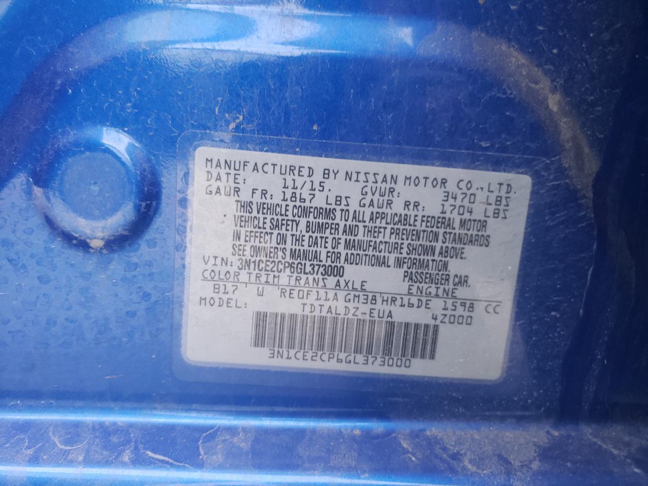 Photo 10 from auction – 2016 NISSAN VERSA NOTE with VIN 3N1CE2CP6GL373000