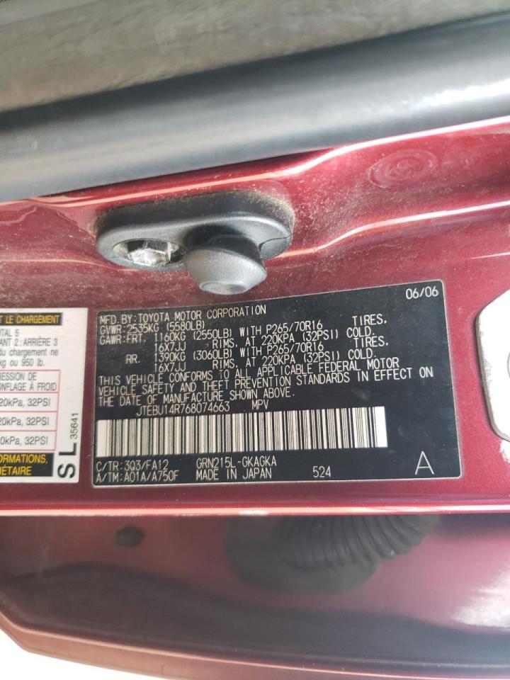Photo 10 from auction – 2006 TOYOTA 4RUNNER SR with VIN JTEBU14R768074663
