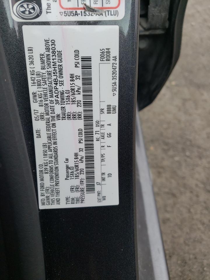 Photo 10 from auction – 2017 FORD FIESTA SE with VIN 3FADP4BJ5HM138030