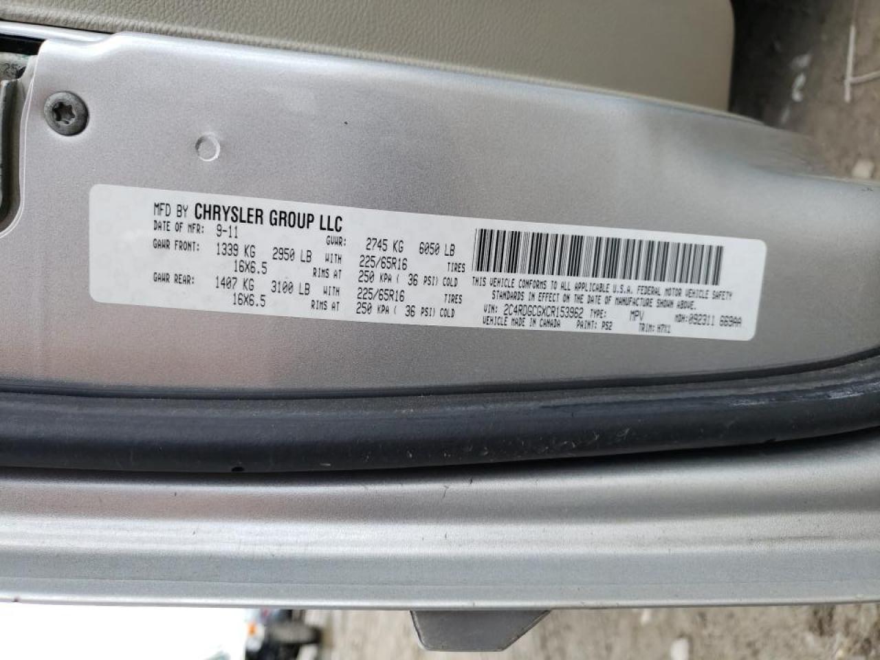Photo 10 from auction – 2012 DODGE GRAND CARA with VIN 2C4RDGCGXCR153962