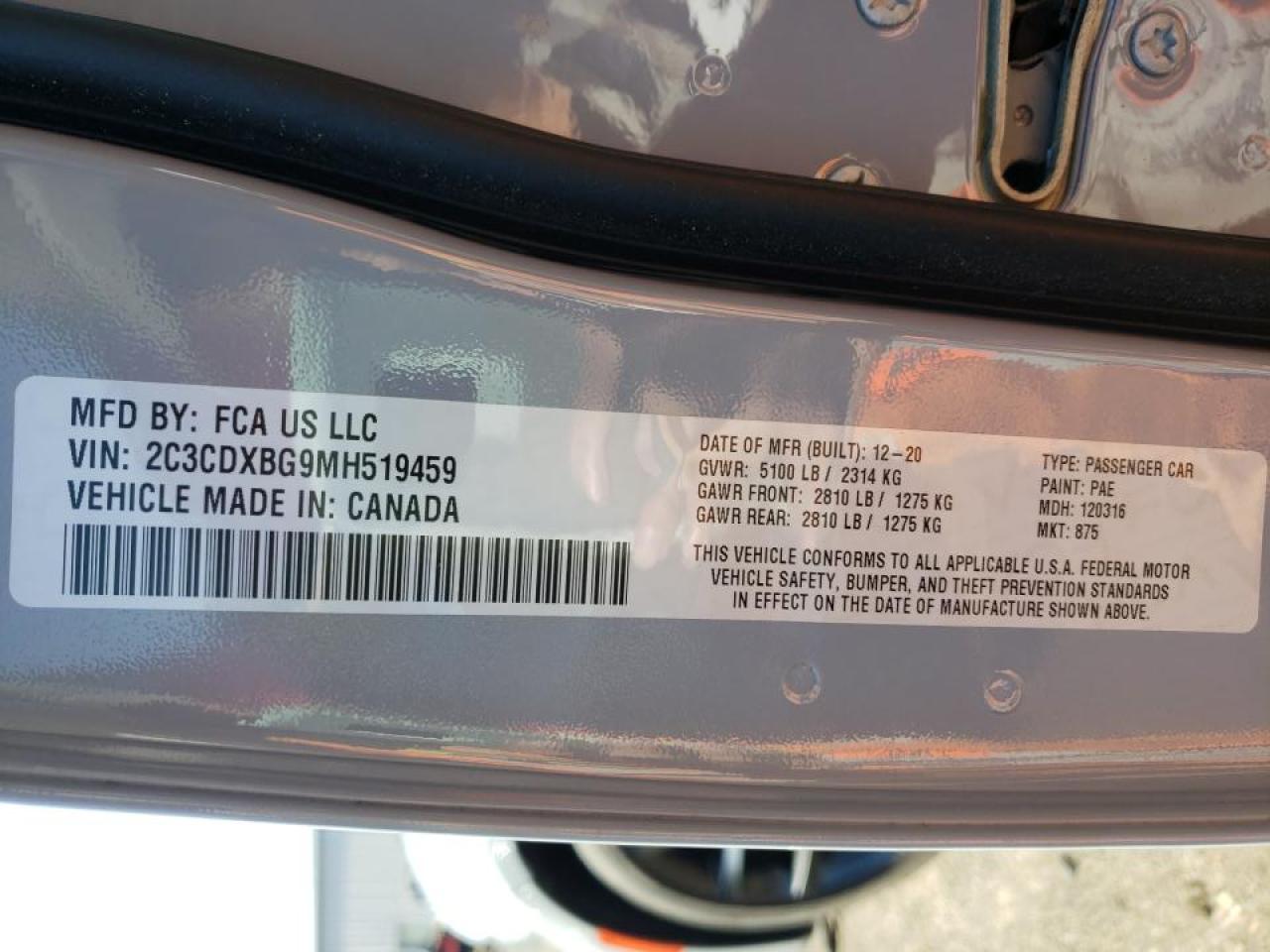 Photo 10 from auction – 2021 DODGE CHARGER SX with VIN 2C3CDXBG9MH519459