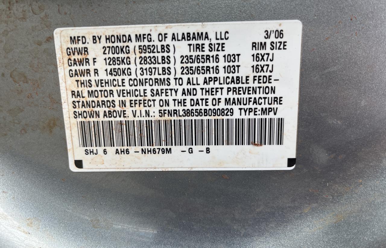 Photo 10 from auction – 2006 HONDA ODYSSEY EX with VIN 5FNRL38656B090829