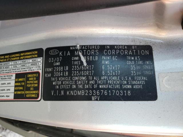 Photo 10 from auction – 2007 KIA SEDONA EX with VIN KNDMB233676170318