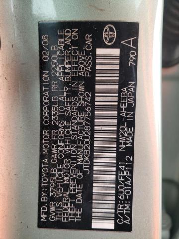 Photo 10 from auction – 2008 TOYOTA PRIUS with VIN JTDKB20U287756742