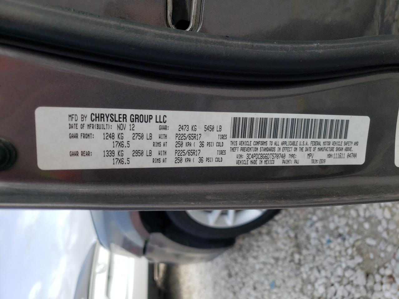 Photo 10 from auction – 2013 DODGE JOURNEY SX with VIN 3C4PDCBG6DT570740