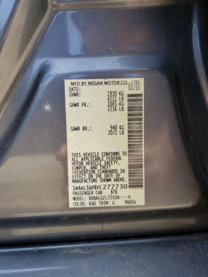 Photo 10 from auction – 2015 NISSAN ALTIMA 2.5 with VIN 1N4AL3AP8FC277730
