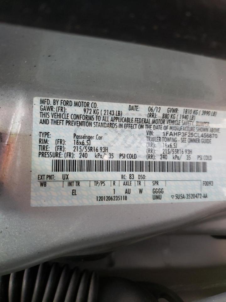 Photo 10 from auction – 2012 FORD FOCUS SE with VIN 1FAHP3F25CL456870