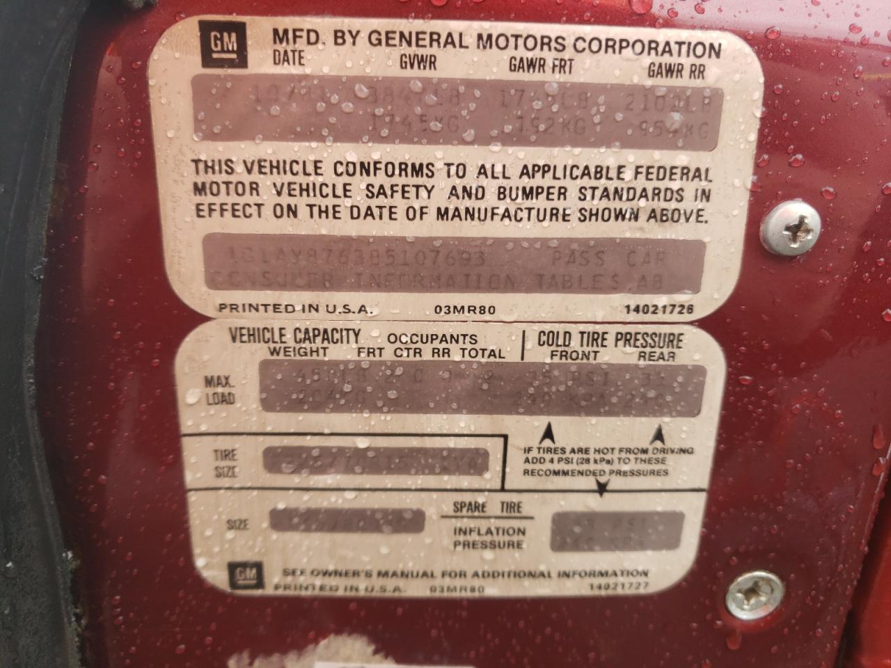 Photo 10 from auction – 1981 CHEVROLET CORVETTE with VIN 1G1AY8763B5107693