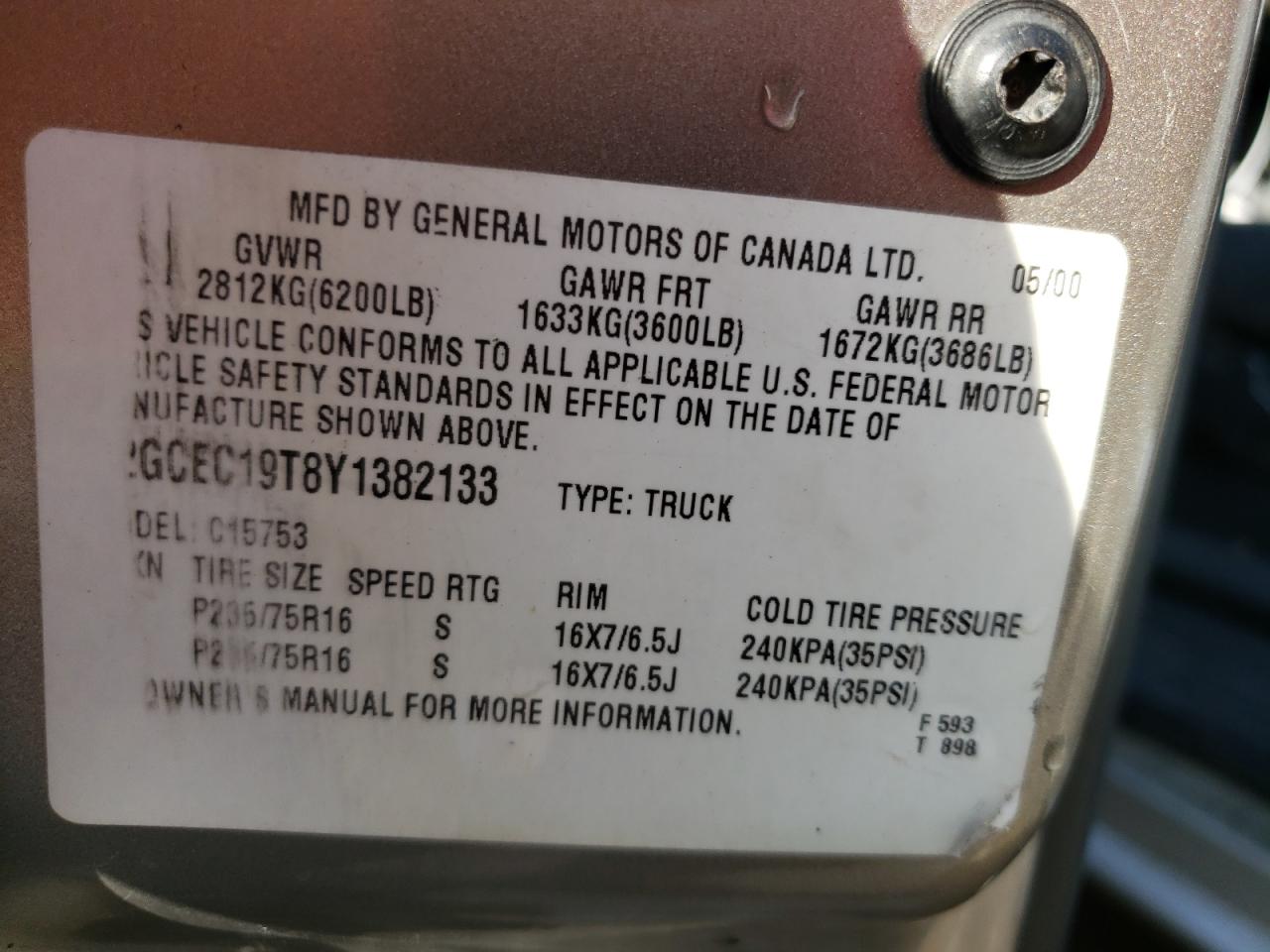 Photo 10 from auction – 2002 CHEVROLET SILVERADO with VIN 1GCGK13U92F174890