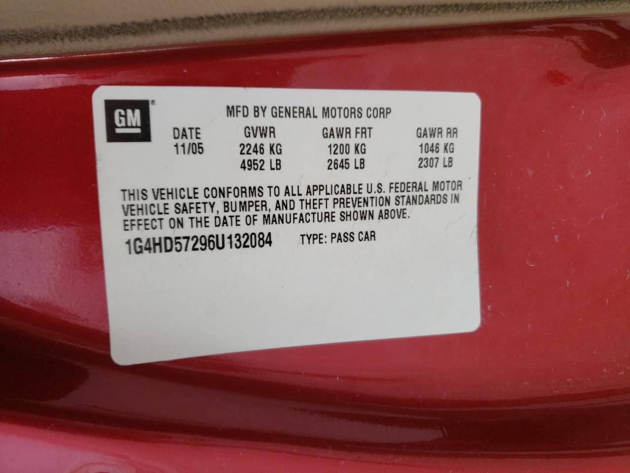 Photo 10 from auction – 2006 BUICK LUCERNE CX with VIN 1G4HD57296U132084