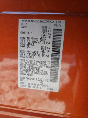 Photo 10 from auction – 2022 NISSAN MURANO SL with VIN 5N1AZ2CS4NC115592