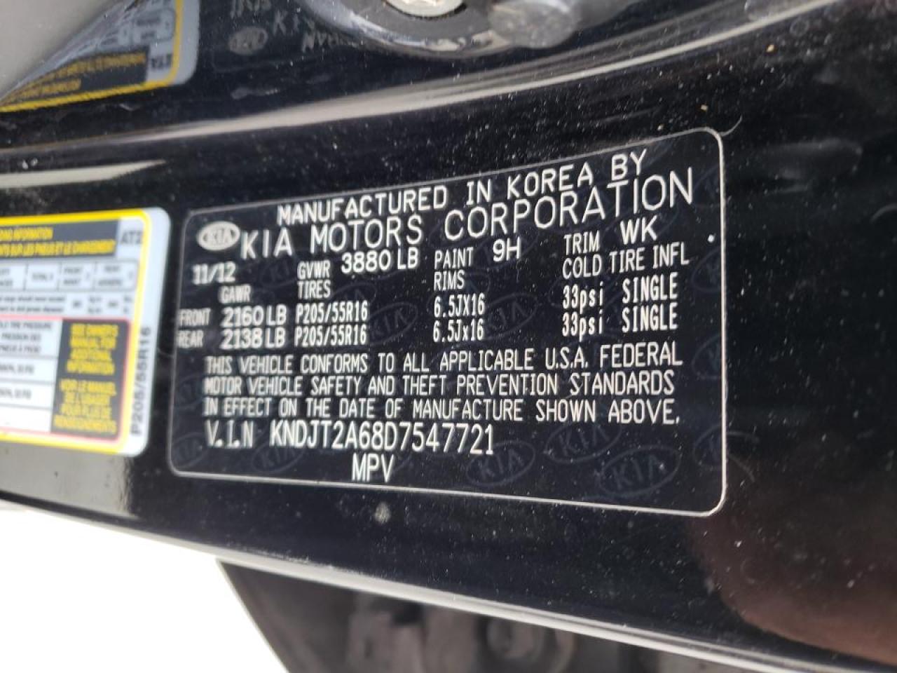 Photo 10 from auction – 2013 KIA SOUL with VIN KNDJT2A68D7547721