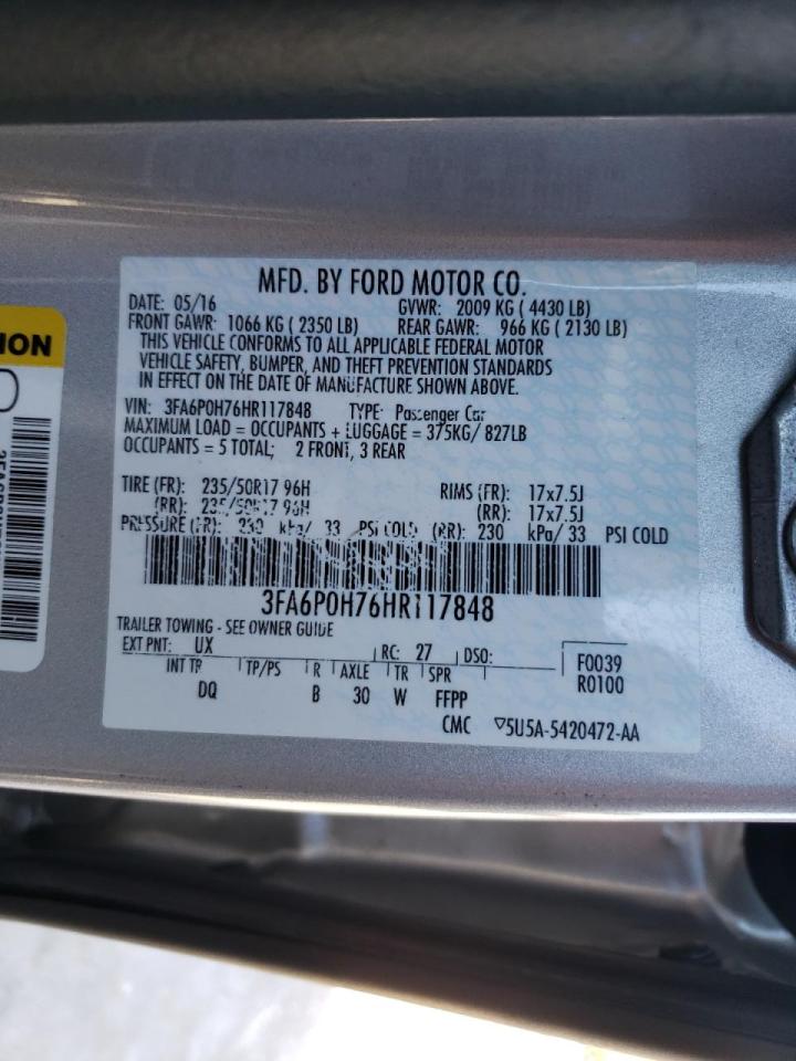 Photo 10 from auction – 2017 FORD FUSION SE with VIN 3FA6P0H76HR117848