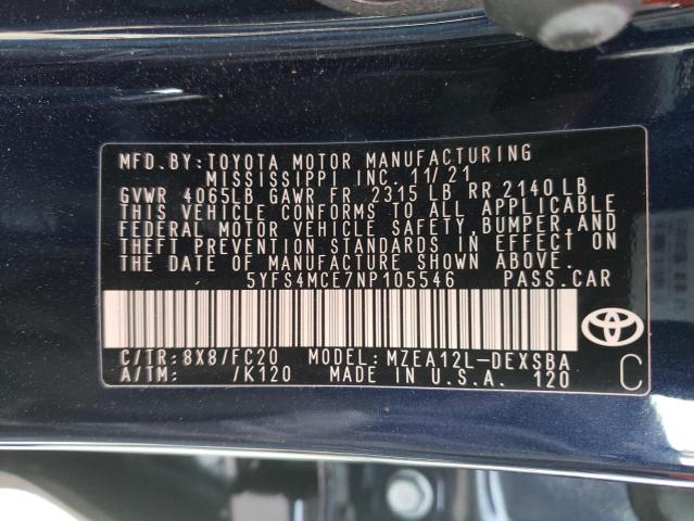 Photo 10 from auction – 2022 TOYOTA COROLLA SE with VIN 5YFS4MCE7NP105546