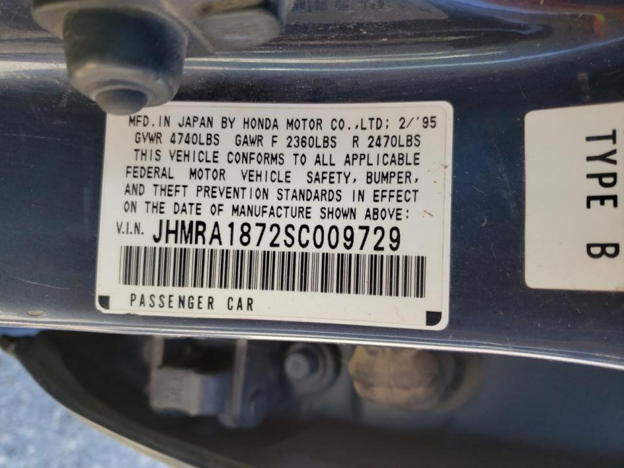 Photo 10 from auction – 1995 HONDA ODYSSEY EX with VIN JHMRA1872SC009729