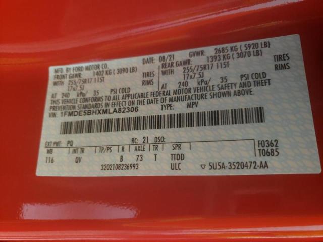 Photo 8 from auction – 2021 FORD BRONCO BAS with VIN 1FMDE5BHXMLA82306